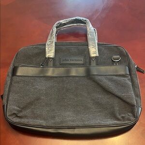 John Varvatos Black Laptop Bag Sleek Professional Design